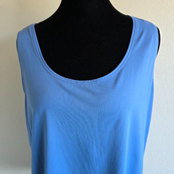 Chico's Top Tank Size 2 Blue Stretch Sleeveless Scoop Neck Nylon Spandex Large - Picture 2 of 7